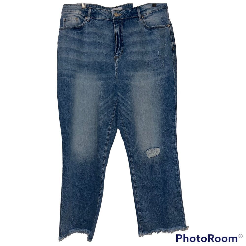 NEW Ann Taylor Loft The Curvy Straight Crop High Rise Jeans Size 14/32 raw hem